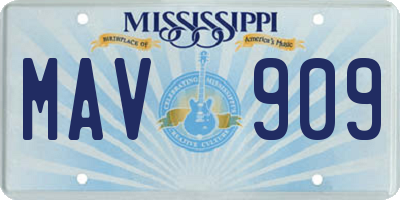 MS license plate MAV909