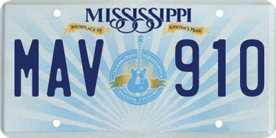 MS license plate MAV910
