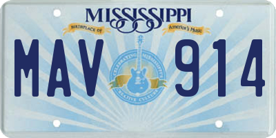 MS license plate MAV914