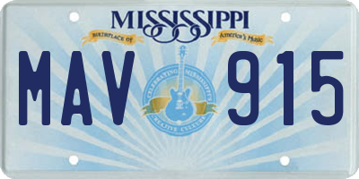MS license plate MAV915