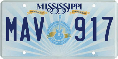 MS license plate MAV917