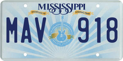 MS license plate MAV918
