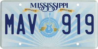 MS license plate MAV919