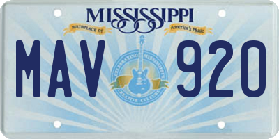 MS license plate MAV920