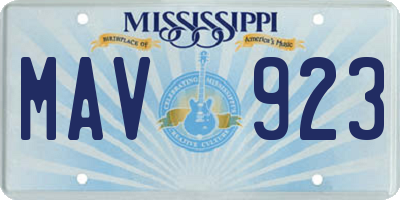 MS license plate MAV923