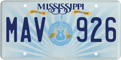 MS license plate MAV926