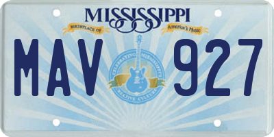 MS license plate MAV927
