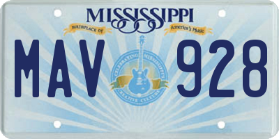 MS license plate MAV928