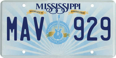 MS license plate MAV929