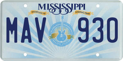 MS license plate MAV930