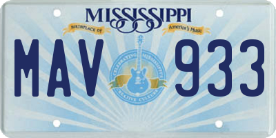 MS license plate MAV933