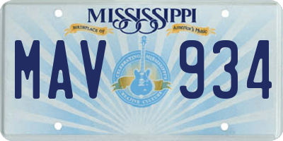 MS license plate MAV934
