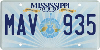 MS license plate MAV935
