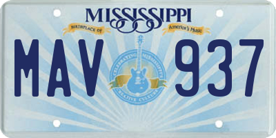 MS license plate MAV937