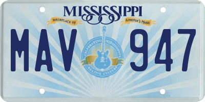 MS license plate MAV947