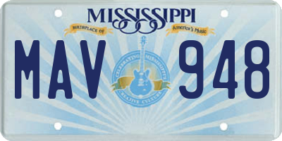 MS license plate MAV948