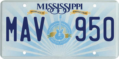 MS license plate MAV950