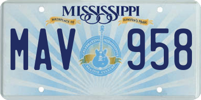 MS license plate MAV958