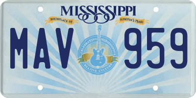 MS license plate MAV959