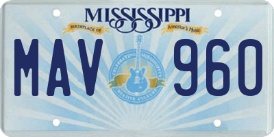 MS license plate MAV960