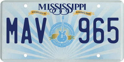 MS license plate MAV965