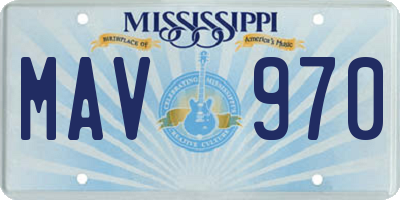 MS license plate MAV970