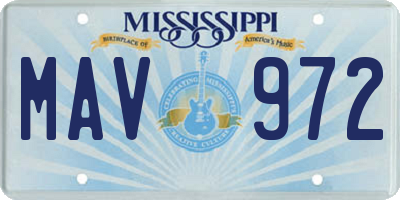 MS license plate MAV972
