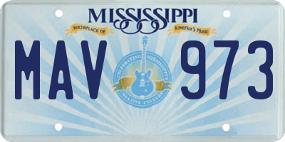 MS license plate MAV973