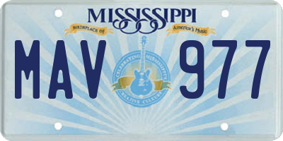 MS license plate MAV977