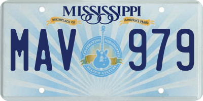 MS license plate MAV979