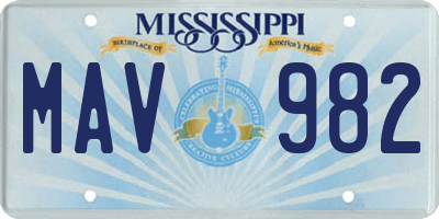 MS license plate MAV982