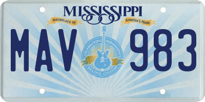 MS license plate MAV983