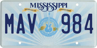 MS license plate MAV984