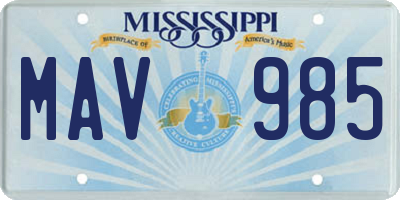 MS license plate MAV985