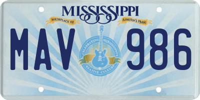 MS license plate MAV986