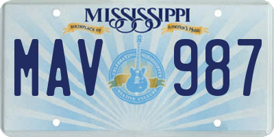 MS license plate MAV987