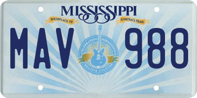 MS license plate MAV988