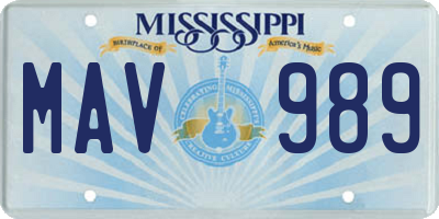MS license plate MAV989