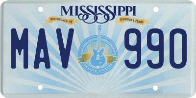 MS license plate MAV990