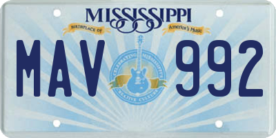 MS license plate MAV992