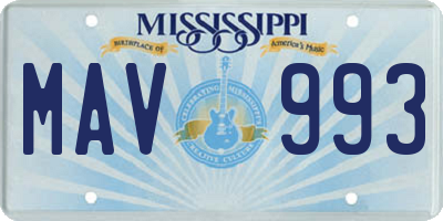 MS license plate MAV993