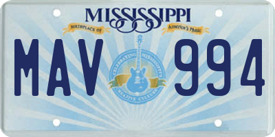MS license plate MAV994