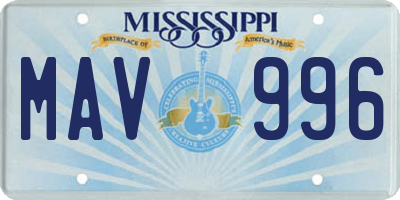 MS license plate MAV996