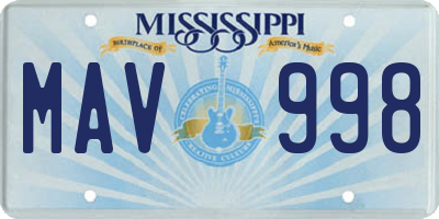 MS license plate MAV998