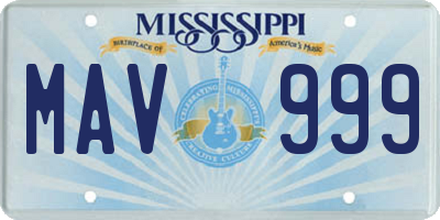 MS license plate MAV999