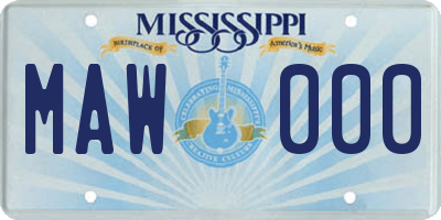 MS license plate MAW000