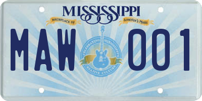MS license plate MAW001