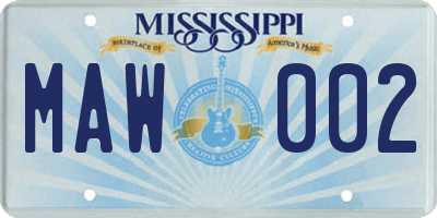 MS license plate MAW002