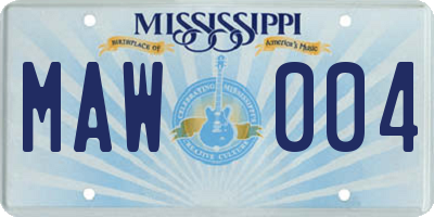 MS license plate MAW004