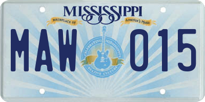MS license plate MAW015